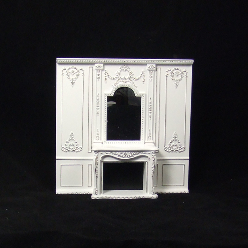 CA117-01 White Wall Unit w/ Fireplace add gold finish in 1"